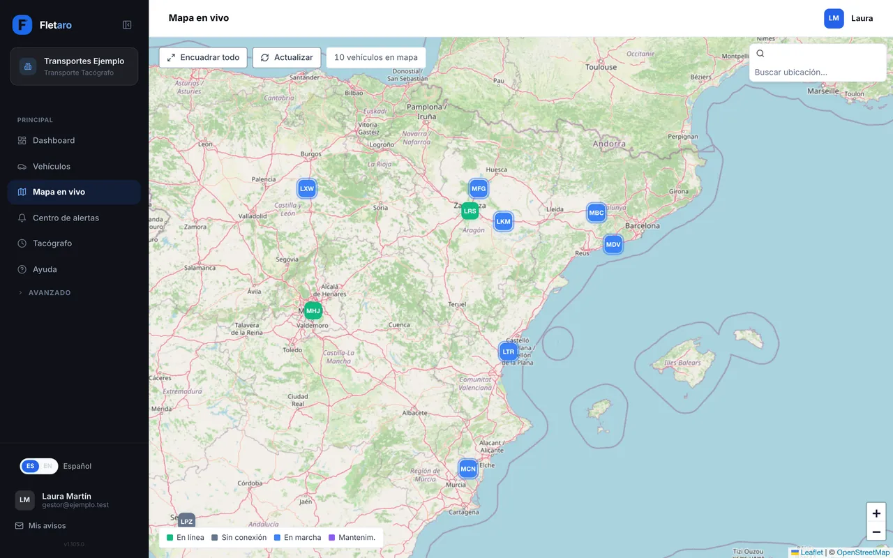 Mapa en vivo con camiones en la A-2, A-7, AP-7, A-1 y A-23